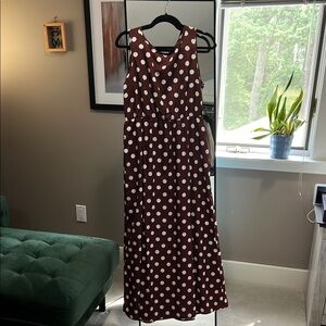 Polka Dot Maxi Dress - Brown and White | Size M